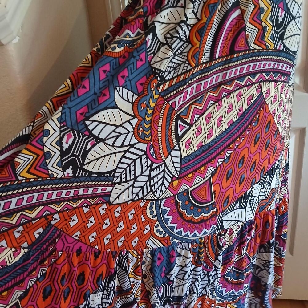 Anthropologie Maeve Cynthia Halter Maxi Dress Multicolored Geometric XS Boho - Picture 6 of 9